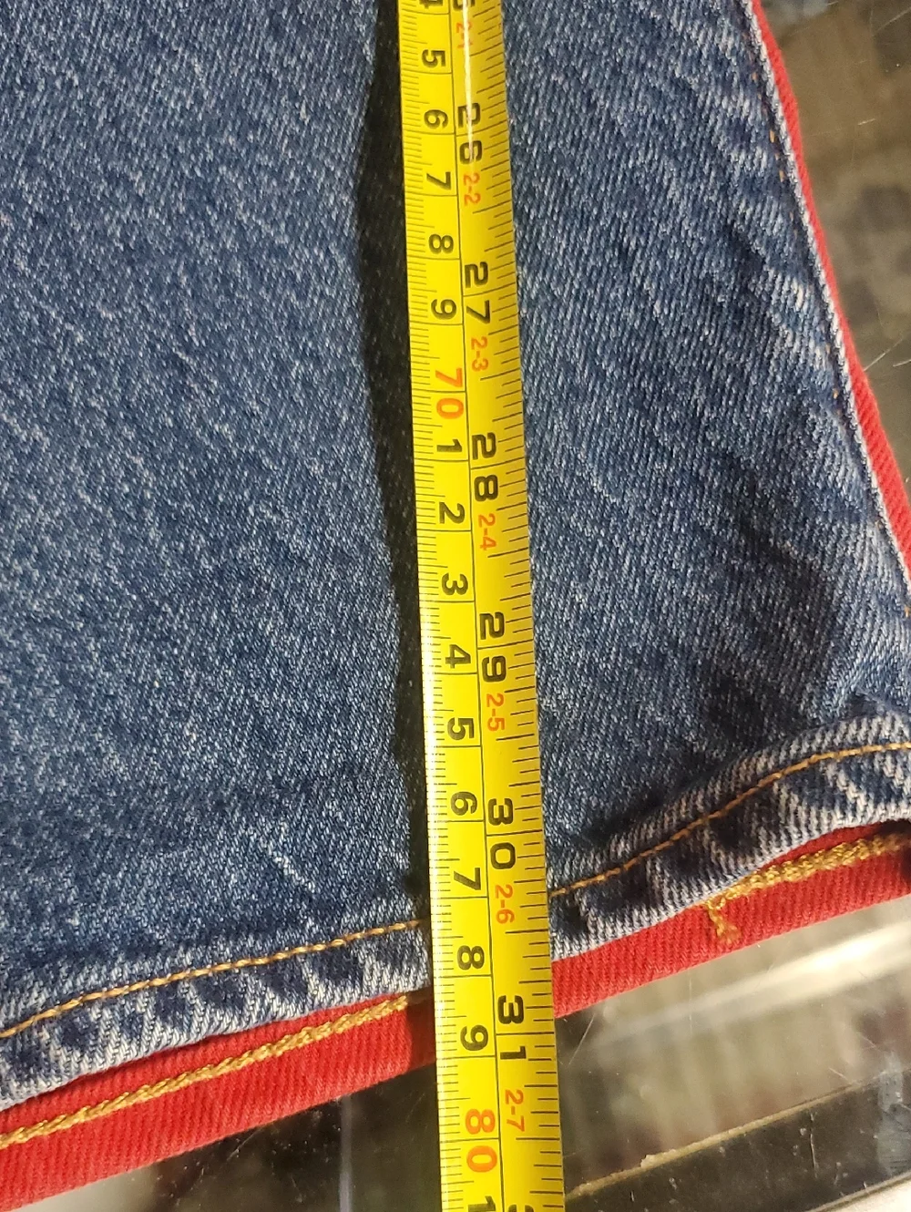 Levi's Blue Denim Jeans with Red Side Stripe 34x32 - Size 34x32